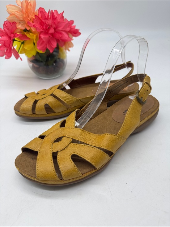 BareTraps Shoes - BareTraps Women's Mustard Yellow Leather Slingback Sandals Sz 11